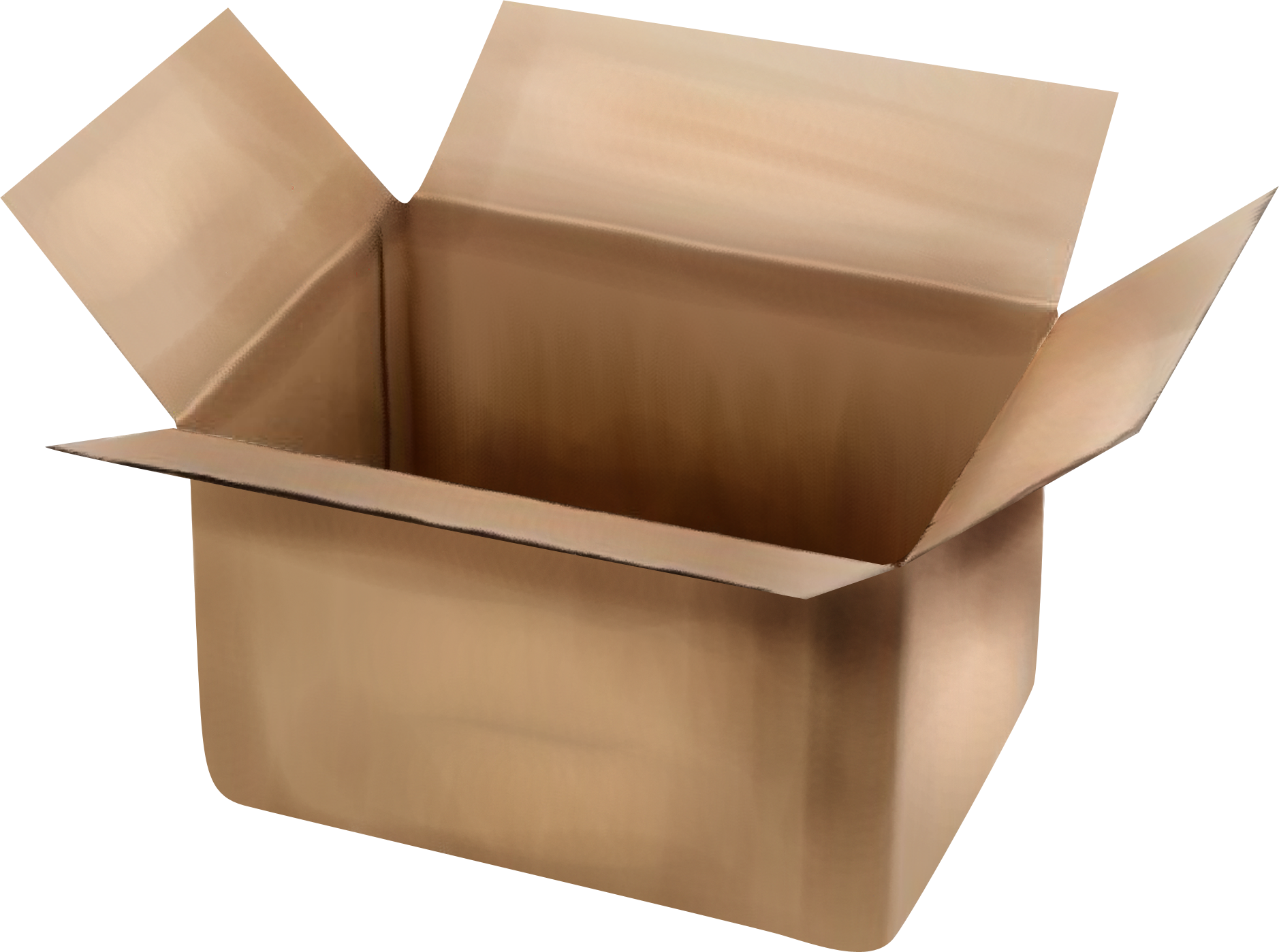 Box. Открытая картонная коробка. Пустые коробки. Картонные коробки на прозрачном фоне. Коробка без фона.